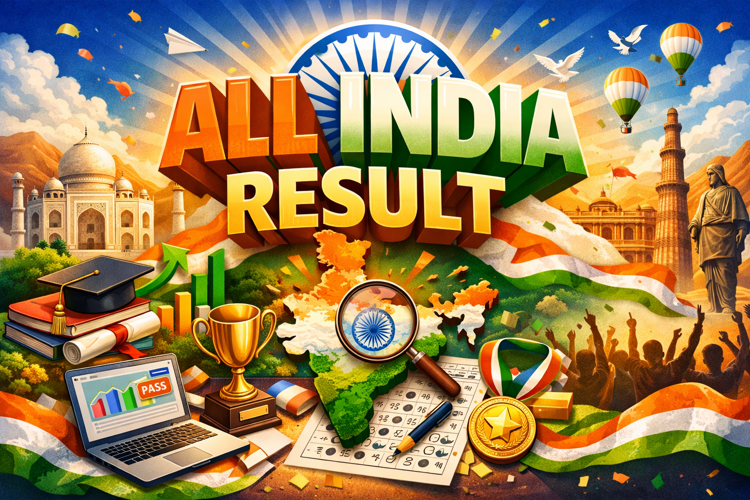 All India results dashboard illustration